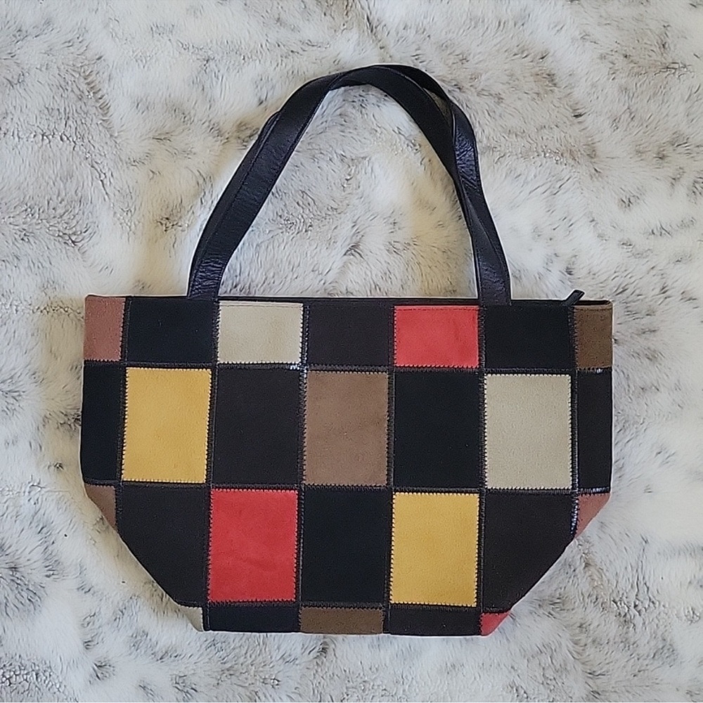 Vintage Leather Patchwork Mini Tote